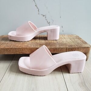 Platform Jelly Sandals Womens 6 Pink Chunky Block Heel Urban Outfitters Y2K